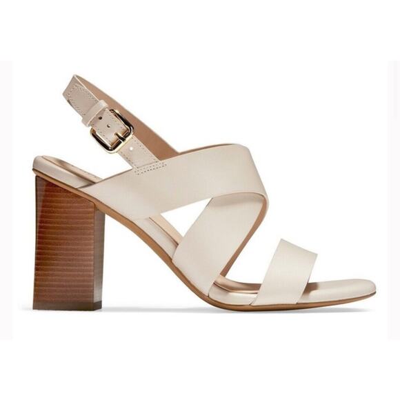 COLE HAAN Women's Cynthia Block Heel Sandal Leather Pumice Stone/Brown Sz 6 - Picture 1 of 13